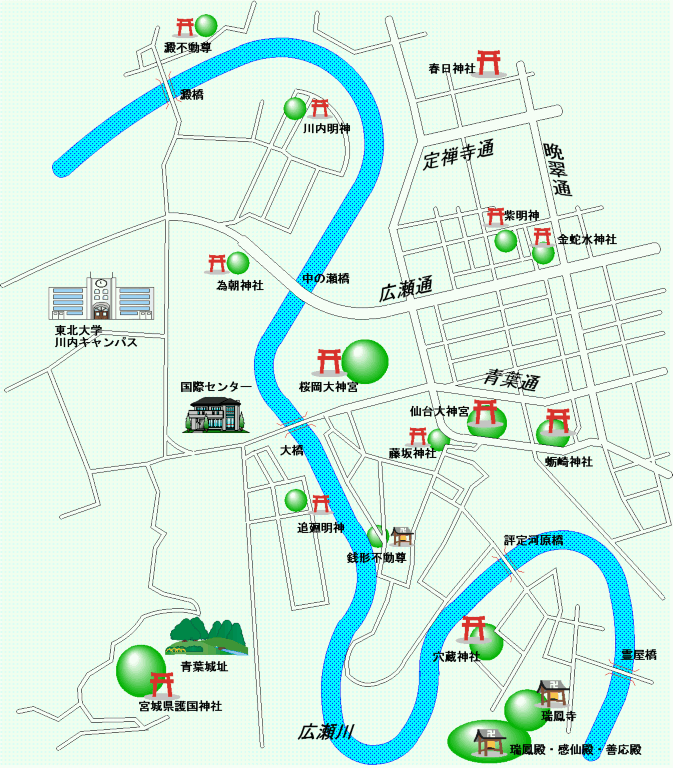 青葉山から城下地図